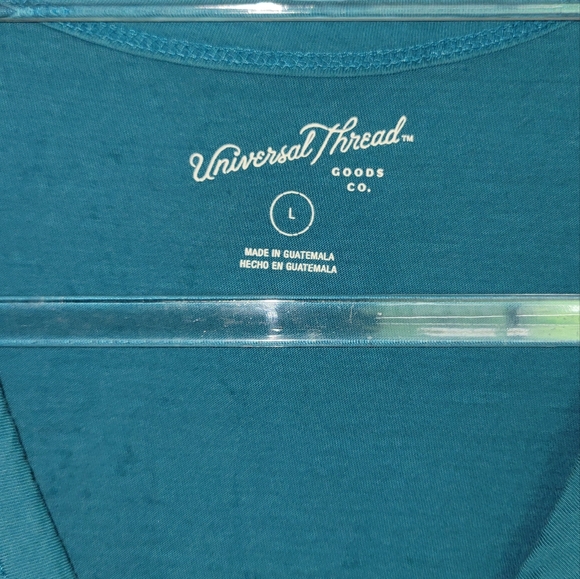 Universal Thread Women V-Neck Short Sleeve Cotton T-shirt Blue Size Large - Picture 3 of 4